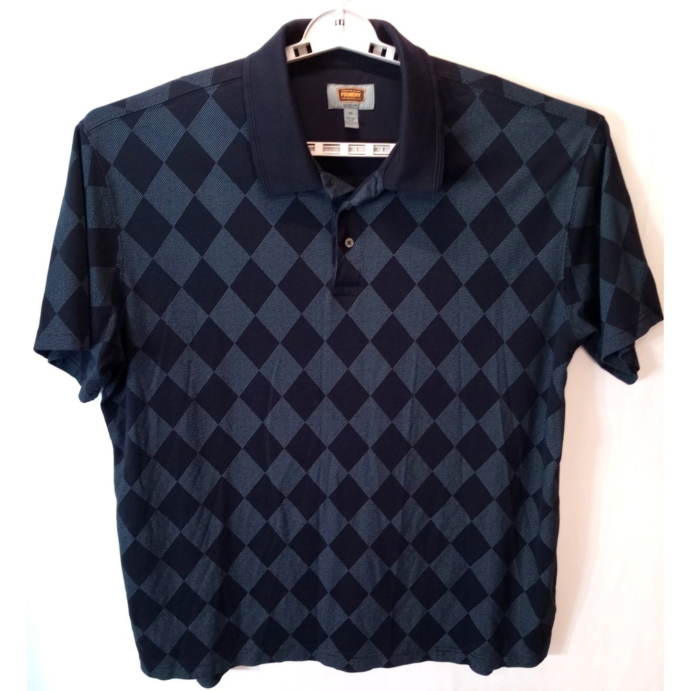 Foundry Quick Dri Men's Polo Shirt, 3XL, Blue Black Diamond